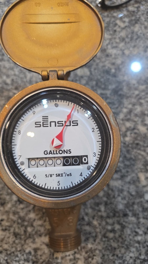 Sensus SR II 5/8" Brass Water Meter – Zero Hours – New