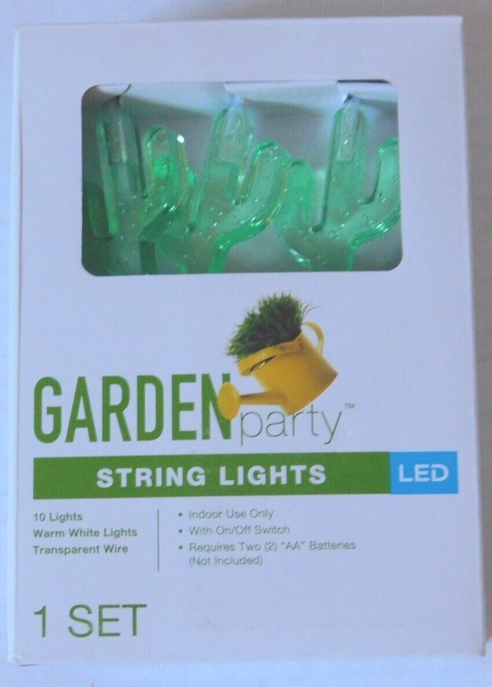 String Lights Green Cactus 10 Lights Set LED Indoor Use