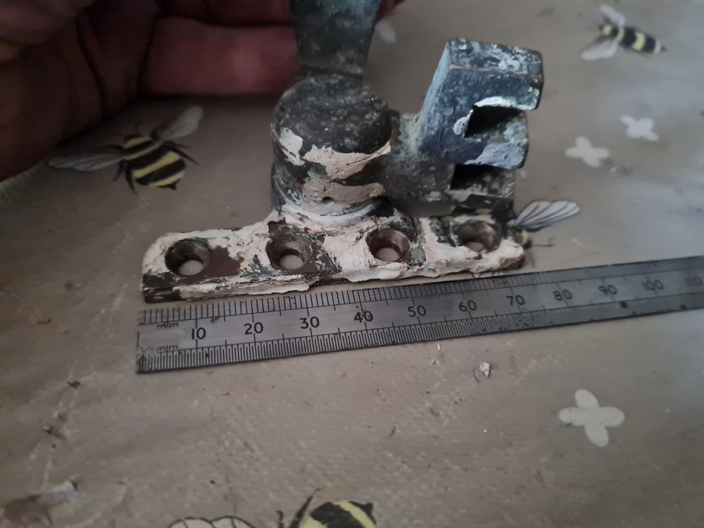 One Single Old Antique Brass Window Latch Handle Needs Stripping But Does Move