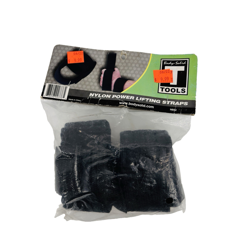 NEW Body Solid Tools Nylon Power Lifting Straps Pair Black NB52 Grip Strength