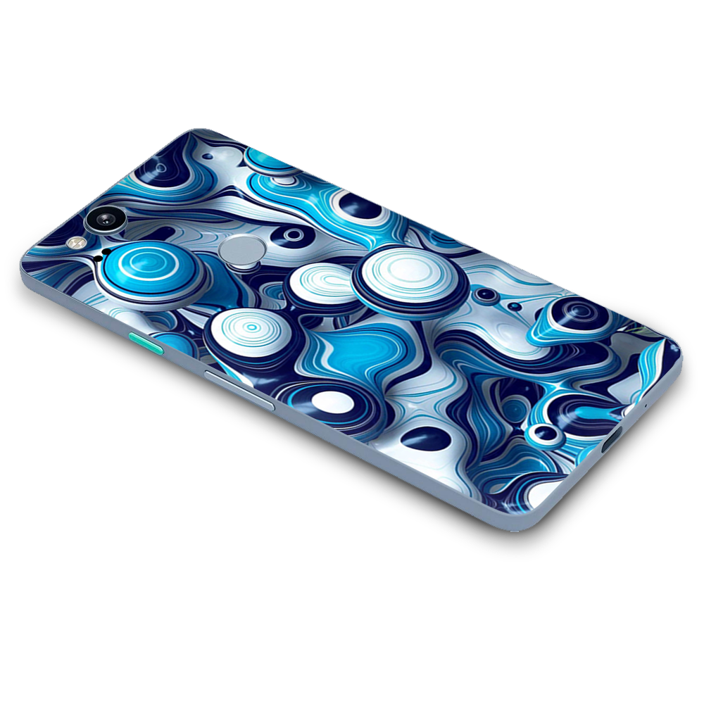 Google Pixel 2 Skins Decal Wrap Mixed Blue Bubbles Glass