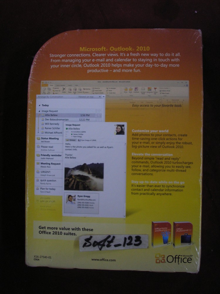 Microsoft Office Outlook 2010 Licensed For 2 PCs Full Retail Version=SEALED BOX=