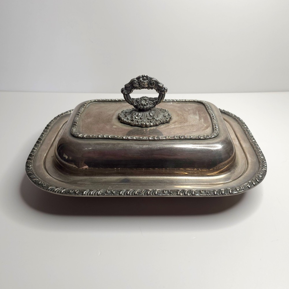 Vintage Henley Oneida Community Serving Dish w/ Lid Silverplate Removable Handle