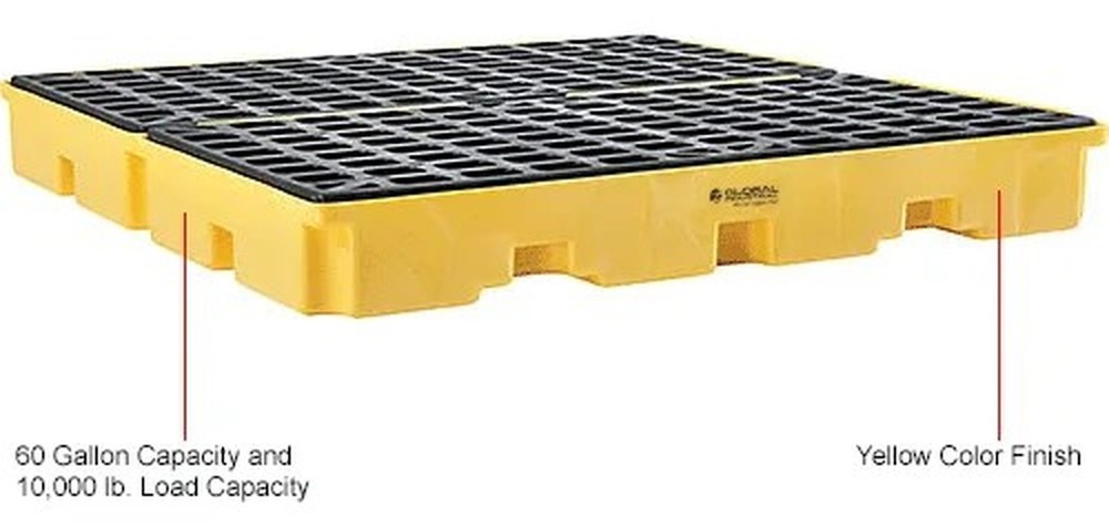 4-Drum Spill Containment Modular Platform - 2 Piece - Assembled