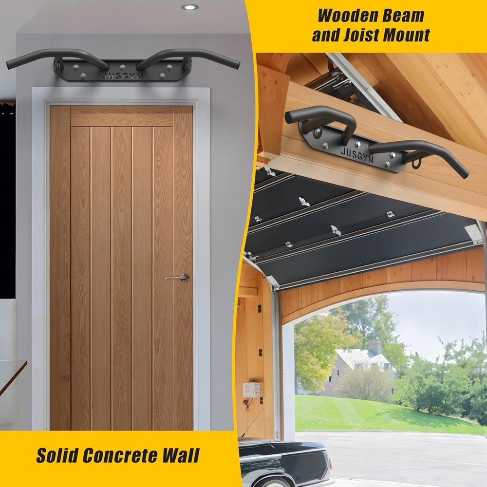 Wall Mounted Pull Up Bar Chin Up Bar, Pull-Up Bar Support Beam or Joist Mounted