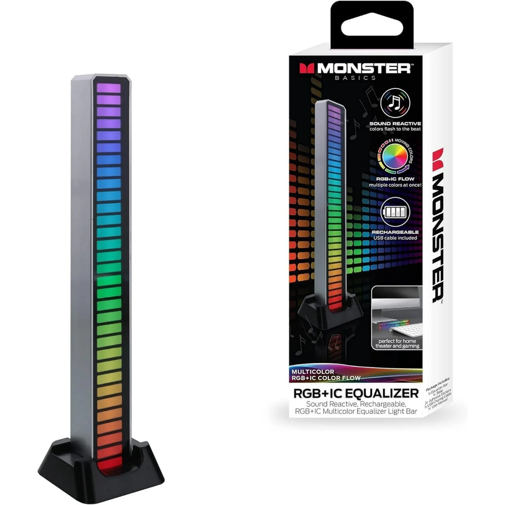 Monster Basics Multicolor Light Bar, Sound-Reactive Color Equalizer LED Light