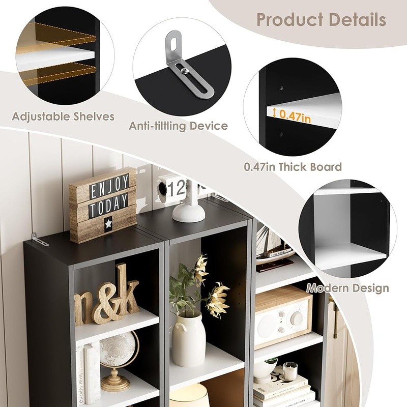 Media Storage Tower Adjustable DVD CD Bookshelf Compact Display Rack Home Office