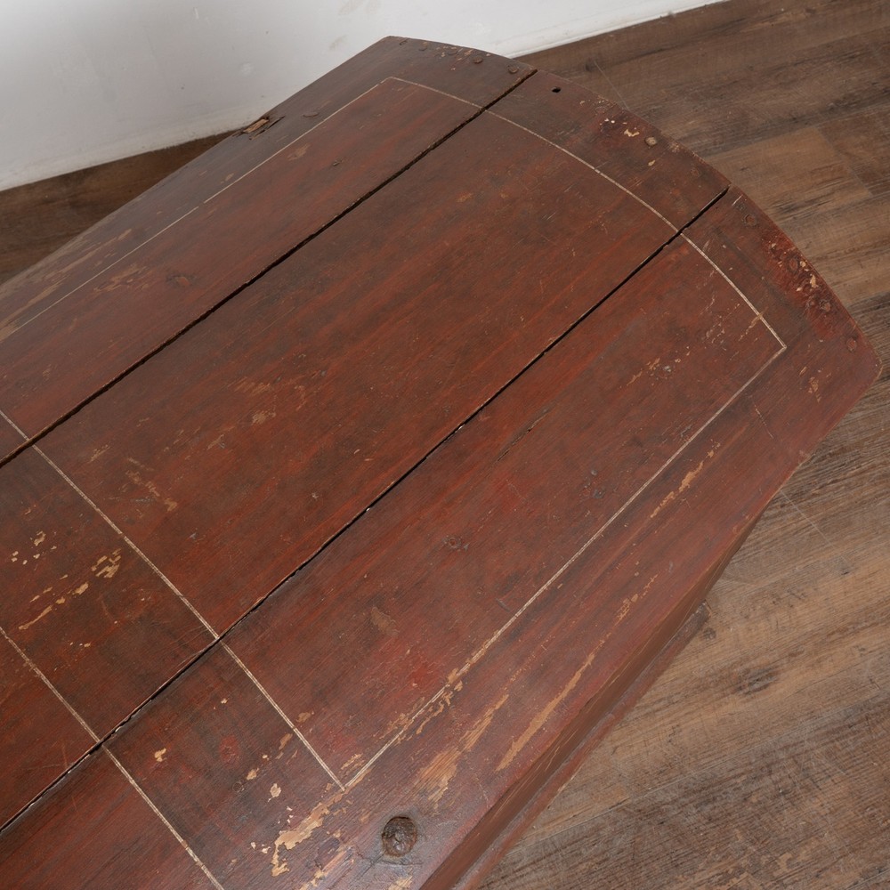 Danish Original Painted Dome Top Pine Trunk dated 1862