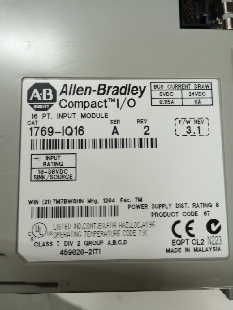 COMPACTLOGIX ALLEN BRADLEY RACK COMPLETE SYSTEM 1769-L32E SYSTEM