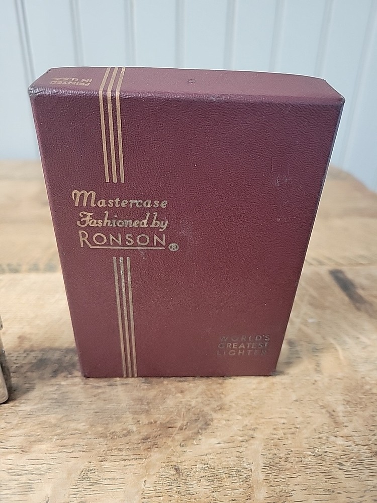 Vintage RONSON Mastercase Cigarette Lighter and Holder w/Original Box Untested.
