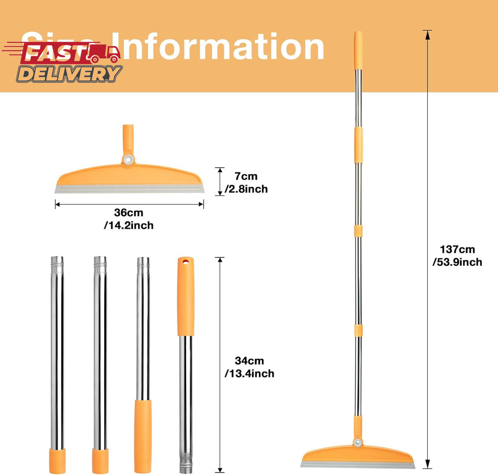 Silicone Air Broom,Multifunction Broom with Long Handle，Adjustable Rubber Squeeg