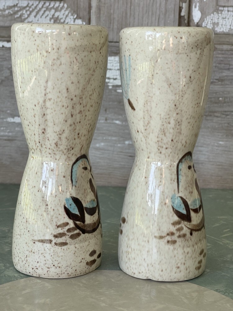 MCM Red Wing Pottery Bob White Quail Pattern Oversized Salt & Pepper Shaker Set