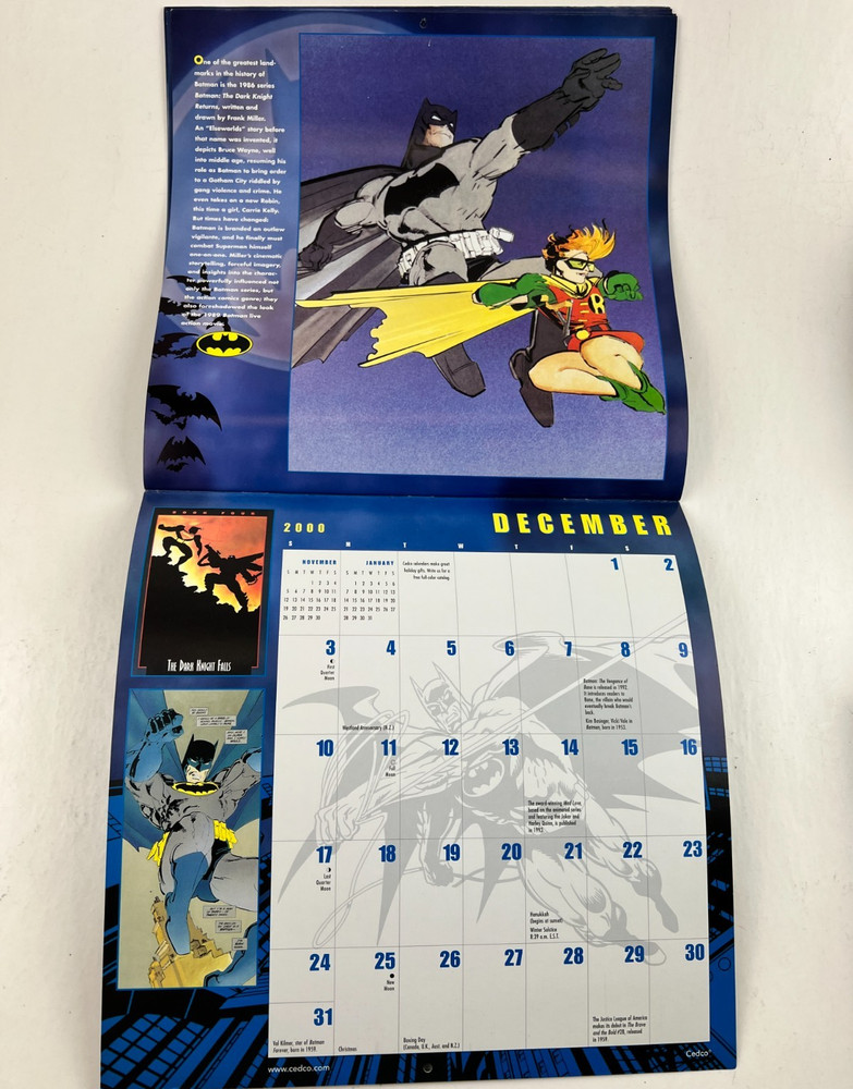 2000 Batman Calendar, DC Comics, No Marks 12"x12"