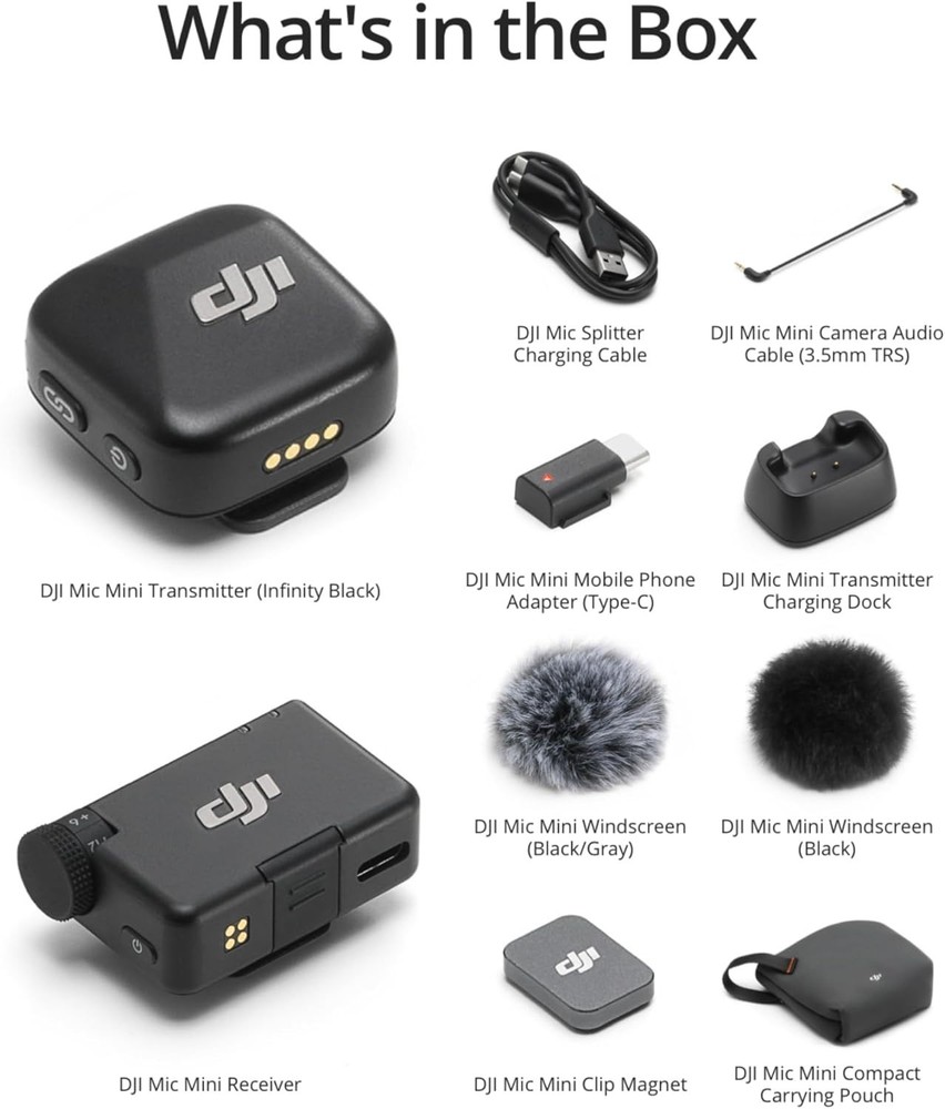 DJI Mic Mini (1 TX + 1 RX) Wireless Lavalier Microphone [iPhone/Camera/Android]