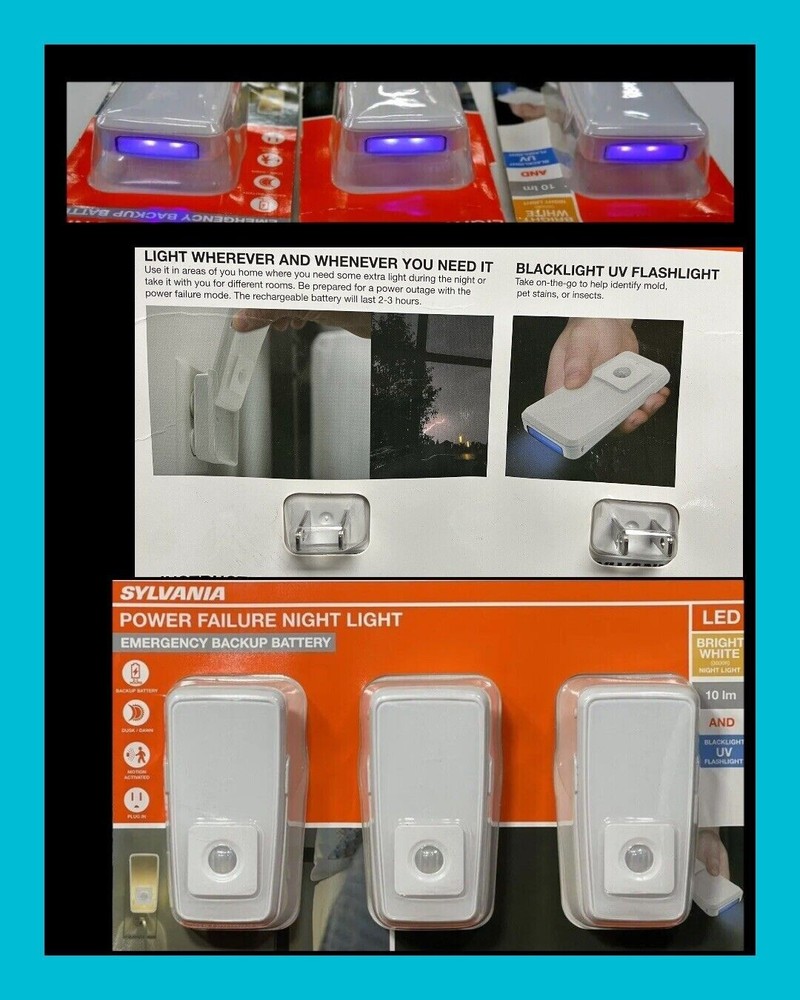 Power Failure LED Night Lights Emergency Backup Motion Activated 3 pack