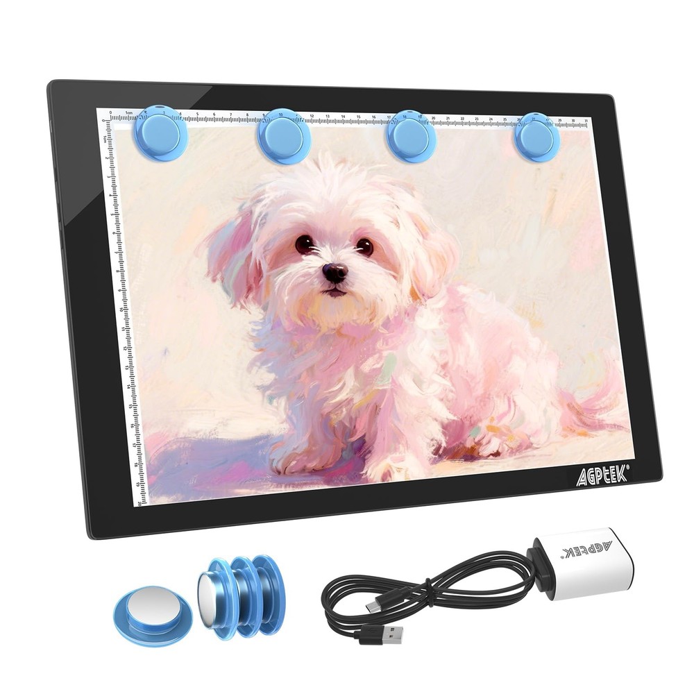 Light Box,Magnetic A4 Pad Magnetic Pad(buttons control), Black
