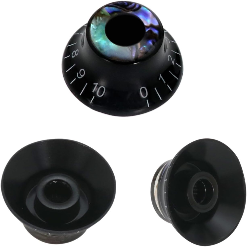 Black Guitar Abalone Top Volume Tone Control Knobs Fit Stratocaster Strat