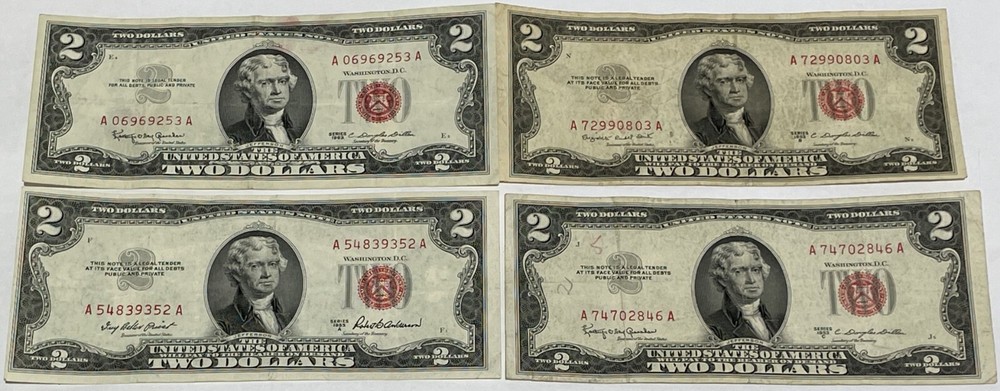 1953 $2 Red Seal Complete Series A/B/C (4) Notes