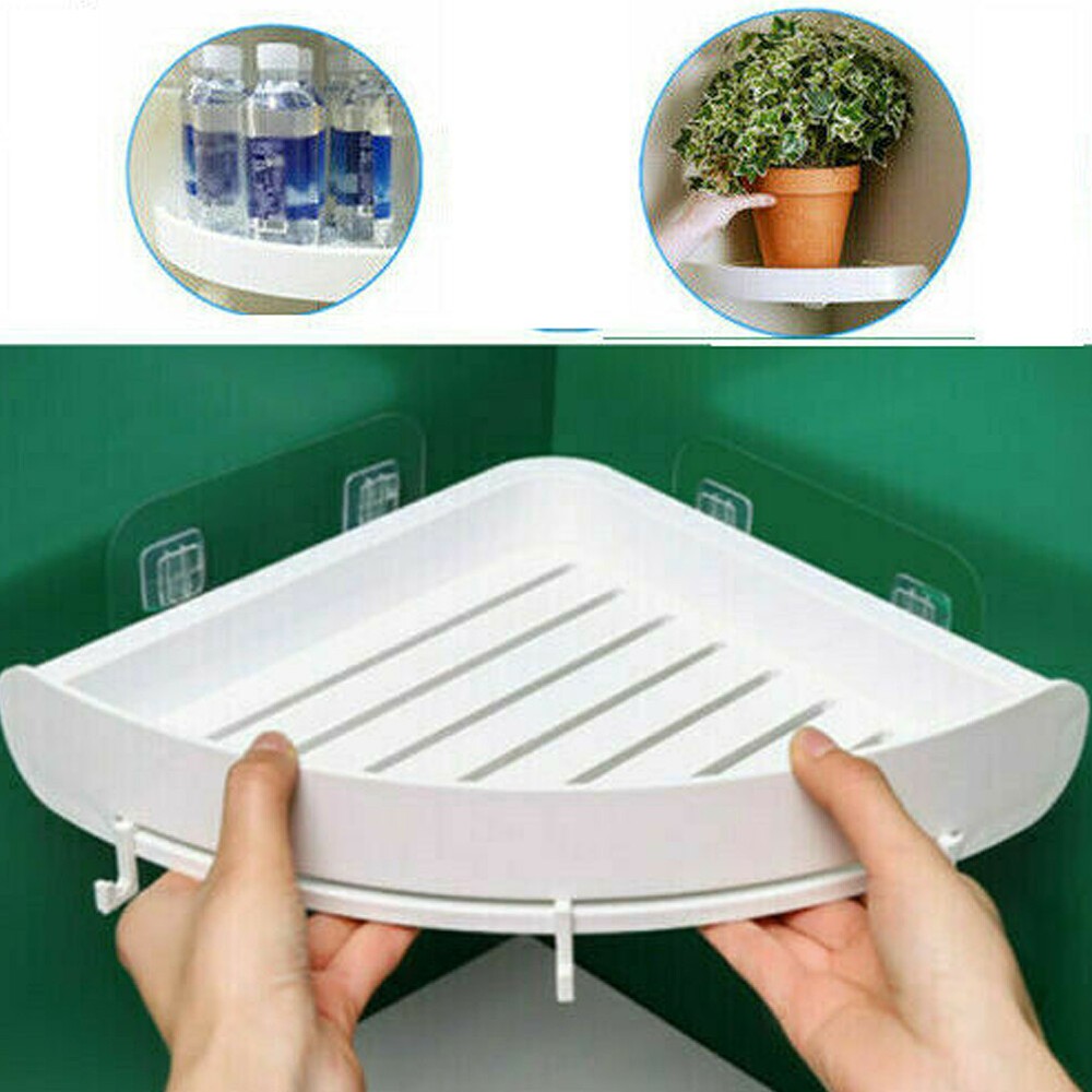 US 1-2Pc Triangular Shower Shelf Corner Storage Rack Bathroom Organizer Holder