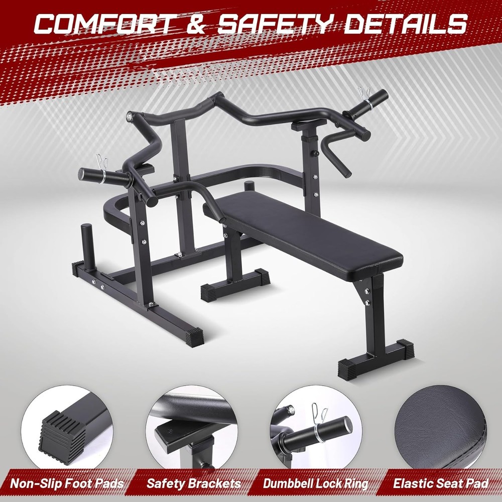 Chest Press Machine with Adjustable Flat Bench,Versatile Bench Press Rack