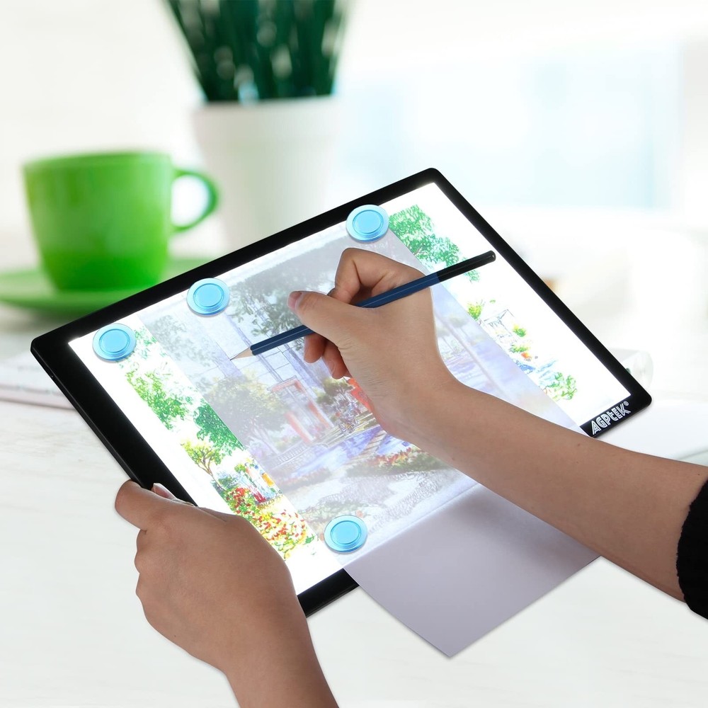 Light Box,Magnetic A4 Pad Magnetic Pad(buttons control), Black