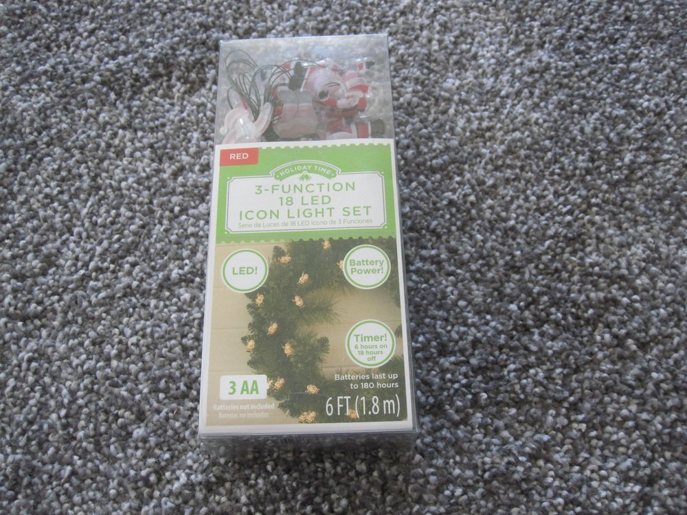 Santa 3 function 18 LED light sets new in package