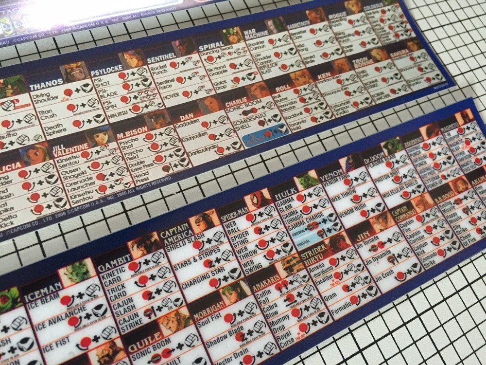 Marvel Vs Capcom 2 Arcade Moves List/Instruction Sheet Stickers