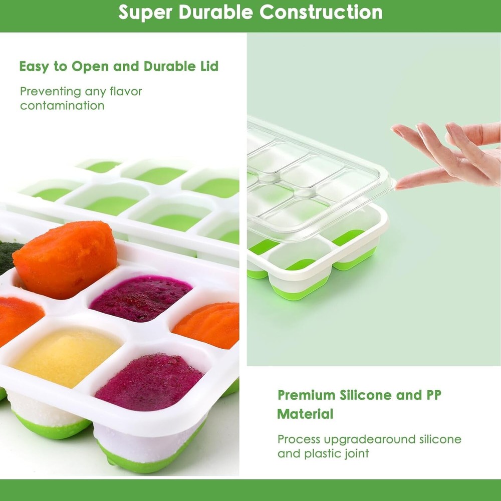 Ice Cube Trays, 4 Pack Durable Stackable Ice Trays for Freezer