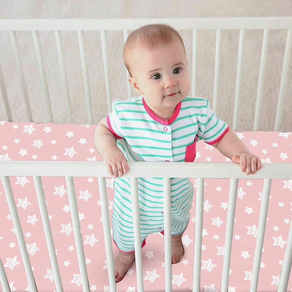 Pack N Play Fitted Sheets Ultra Soft Stretchy Mini Crib Sheets 39"×27"×5" 4 Pack