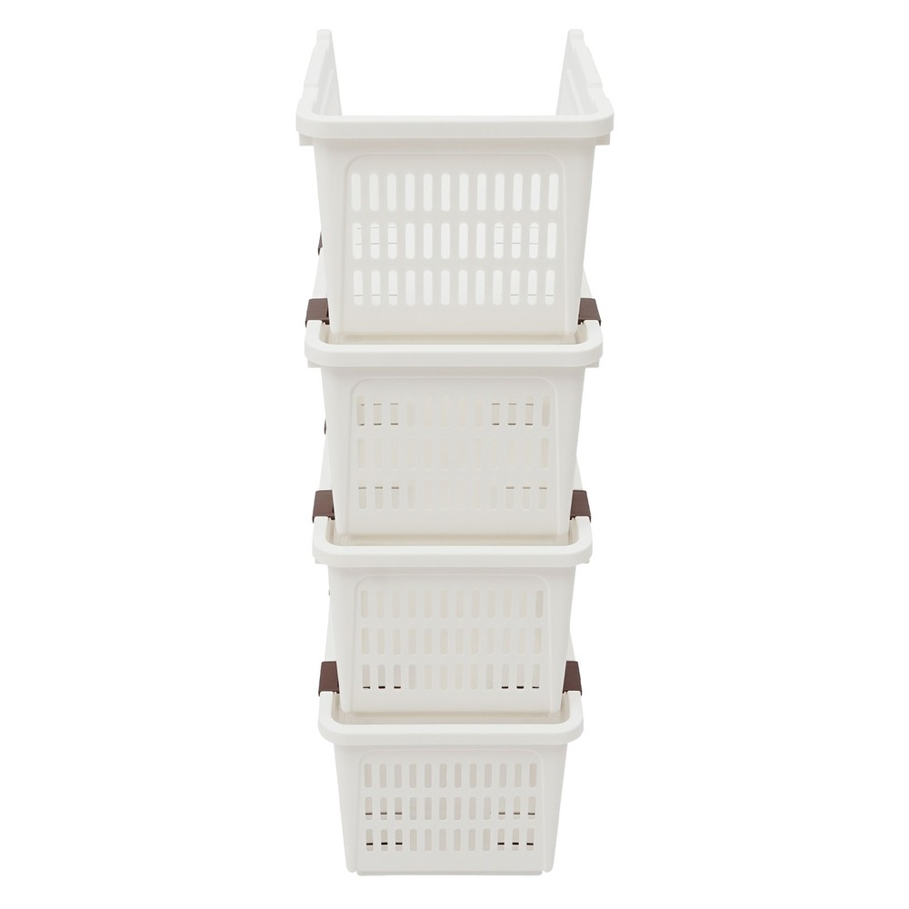 4PCS Stacking Storage Baskets Stackable Organizer Baskets Modern Storage Bins PP