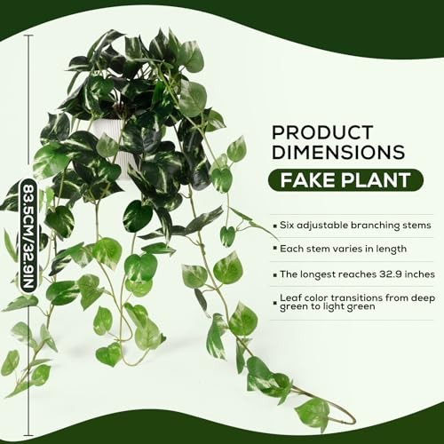 Artificial Pothos,Simulated Philodendron, Artificial Green Plants, White Green
