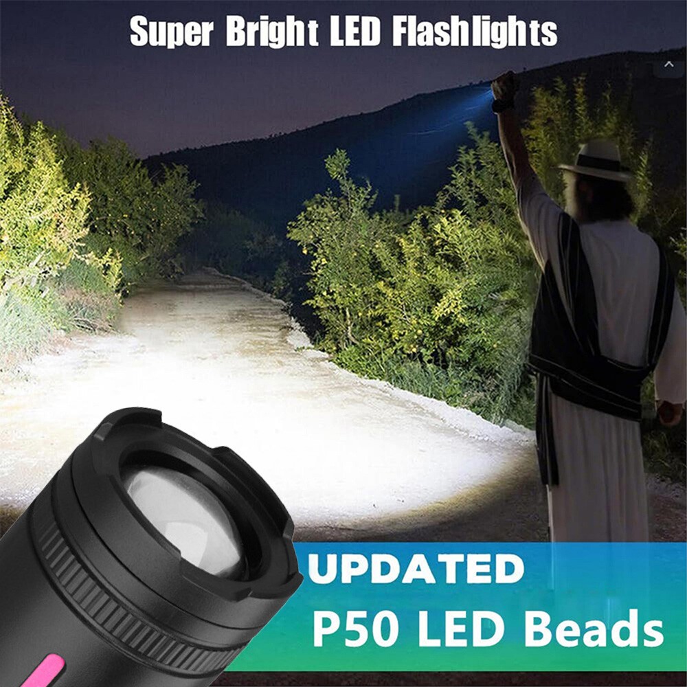 350000000 Lumen Super Bright LED Tactical Flashlight Rechargeable LED Work Light