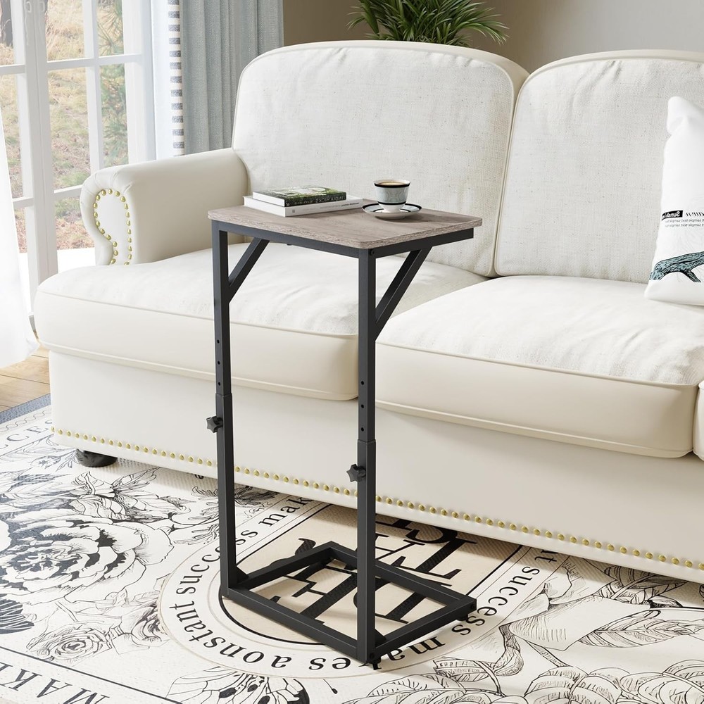 Adjustable C-Shaped End Table Small Side Table Couch Sofa TV Tray Table Living