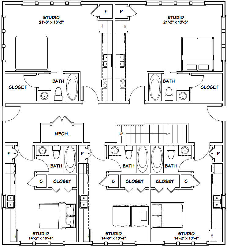 44x48 10-Plex - PDF FloorPlan - 4,114 sqft - Model 4E