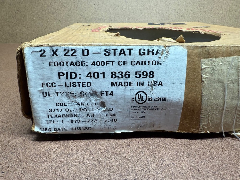 Vintage Phone Cable 2 X 22 D- STAT GRA