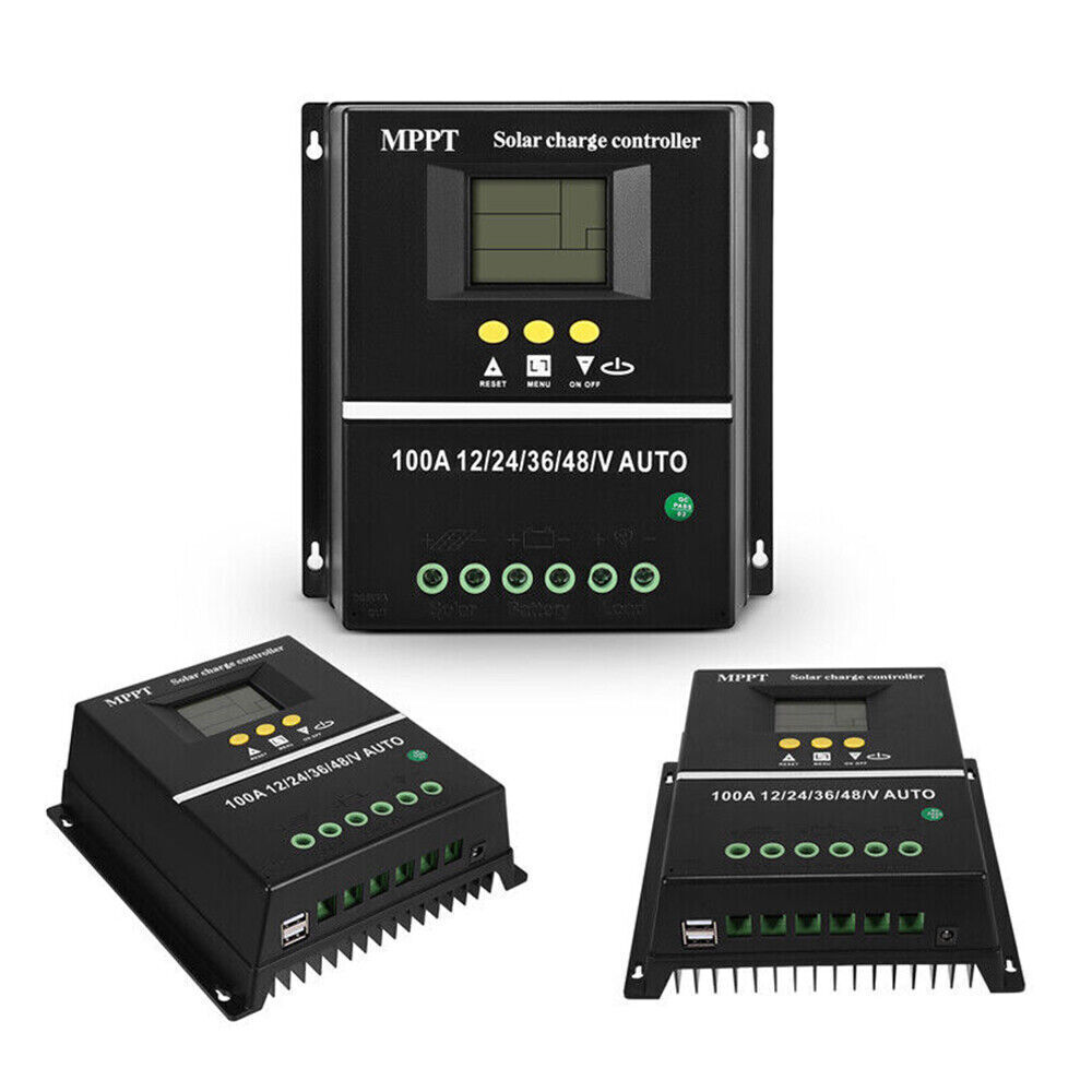 MPPT 12V/24V/36V/48V Solar ChargeController Tools 100A LCD Dual USB