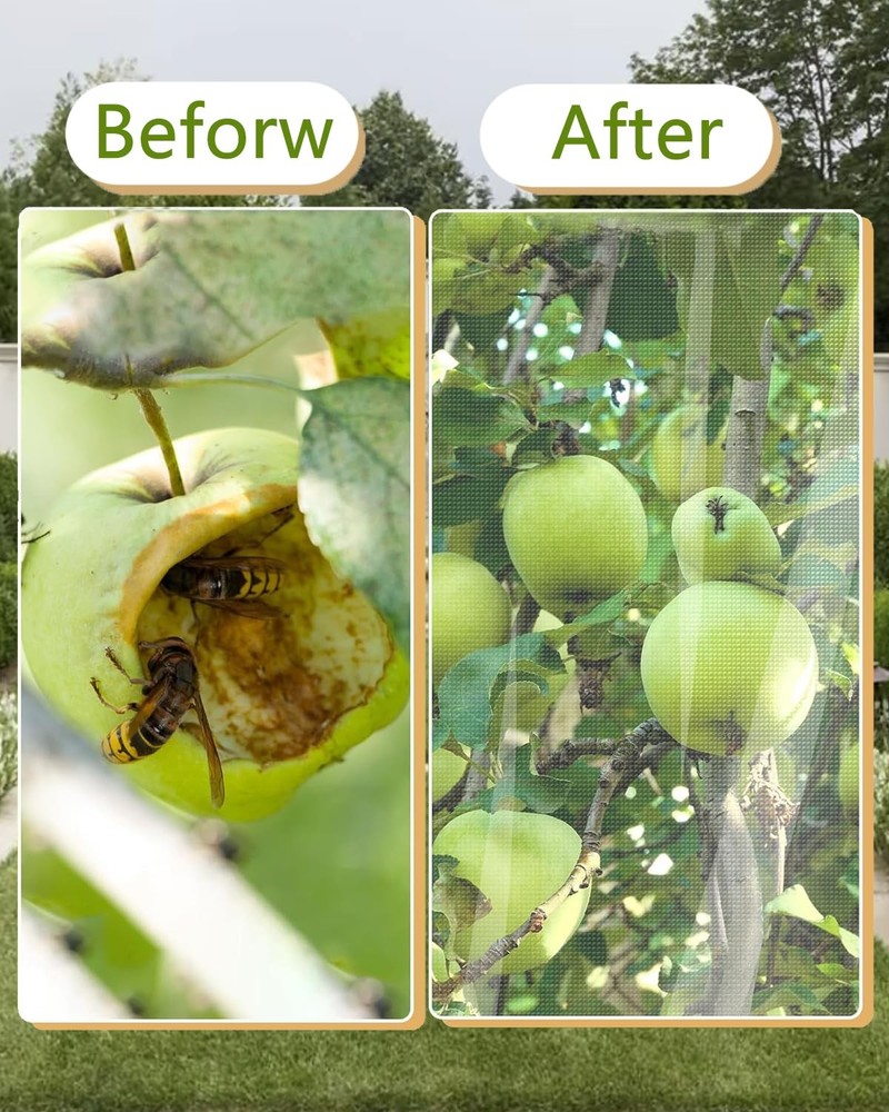 4 Pack Fruit Tree Netting with Zipper & Drawstring, 2.6 x 3.2 x Ft, 4