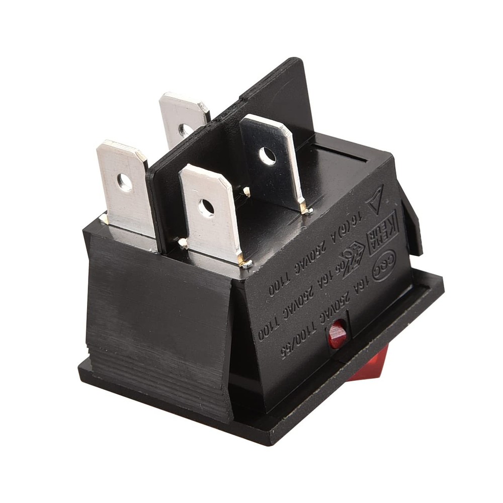 Heschen Rocker Switch ON-Off DPST 4 Terminals Red Light 16A 2 Piece,