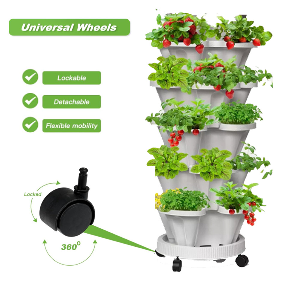 5-Tier Stackable Planters Vertical Planter Garden Flower Pot Planting Container