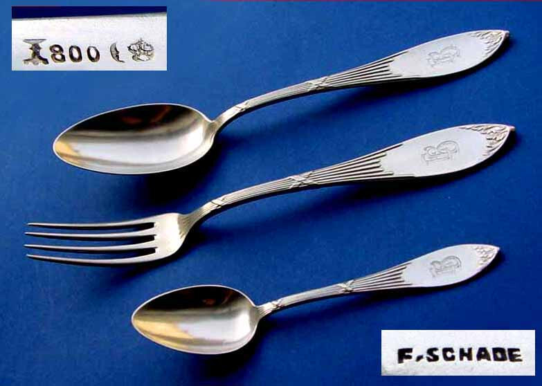 Empire Set, Spoon + Fork + Teaspoon, KOCH & BERGFELD, 800 Silver B632