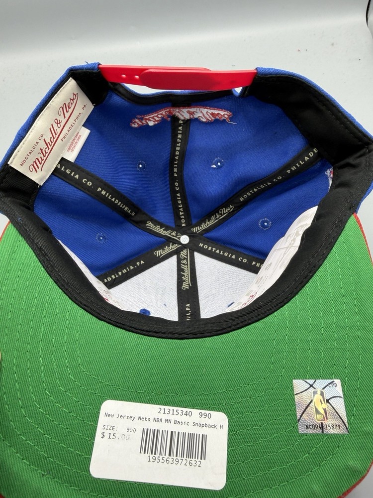 NEW JERSEY NETS Mitchell & Ness NBA MN Basic SNAPBACK Hat Cap OSFM NWT New Blue