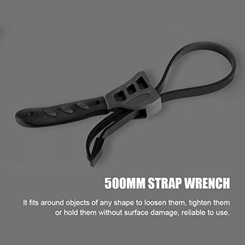 Rubber Strap Wrench, 500mm Oil Filter Spanner Universal Black Wrench
