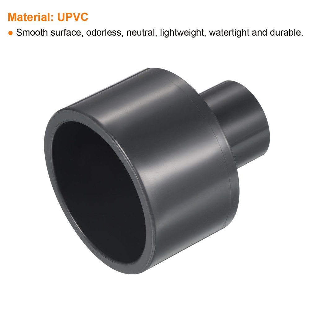 UPVC Reducer Pipe Fitting 2"x 1/2" Program Socket 3pcs Straight Coupling