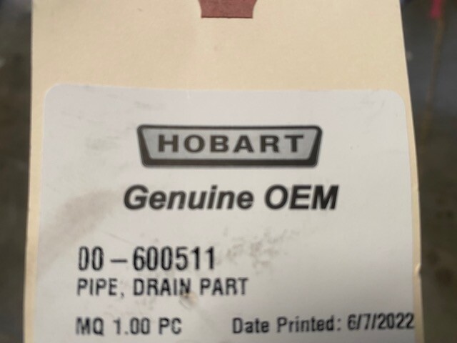 Genuine Hobart Pipe Drain 00-600511 (NEW)
