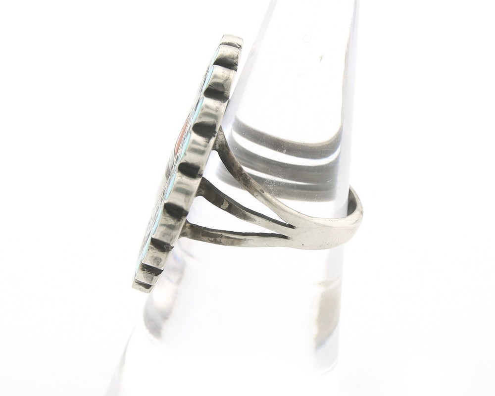Zuni Ring Sterling Silver Natural Gemstone Handmade Signed E&P Quam