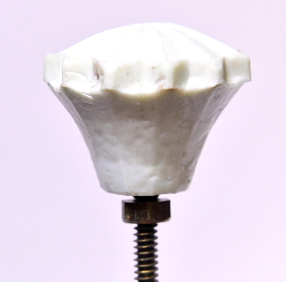 4 VINTAGE WHITE GLASS DRAWER PULLS KNOBS