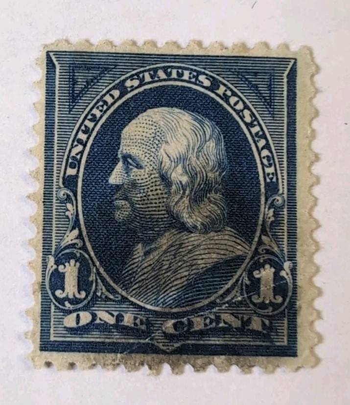 1894 US # 247 Benjamin Franklin Stamp 1 cent Perf 12 Blue OG Mint #1