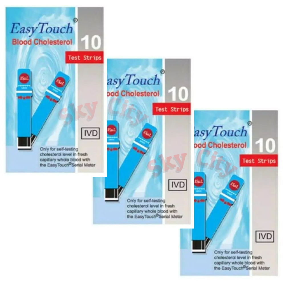 Original New Easy Touch Test Strips For Cholesterol Level Check - 10 Test Strips