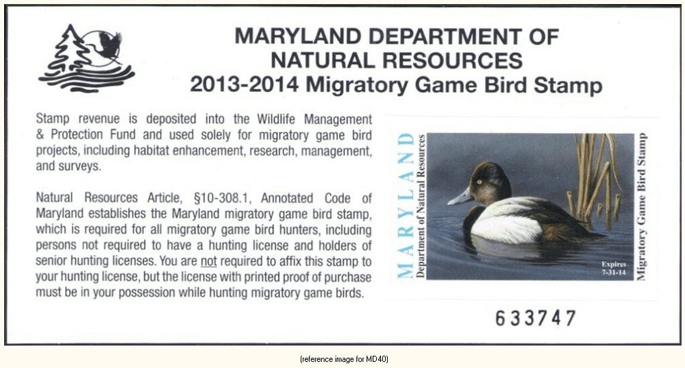 D2K Maryland Duck Stamp 2013 ($9.00) ATM card format