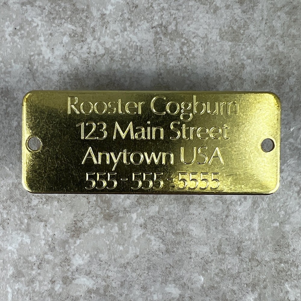 Custom Engraved Tags Personalized NAME PLATE ID Name Plate RUSTIC BRASS MEDIUM